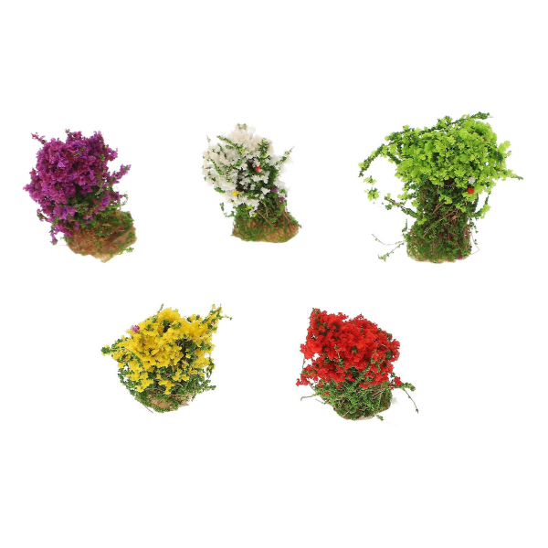 5-Pack Miniature Landscape Ornaments Resin Mini Shrub Flower Ornaments (3X1CM, as shown in the picture)