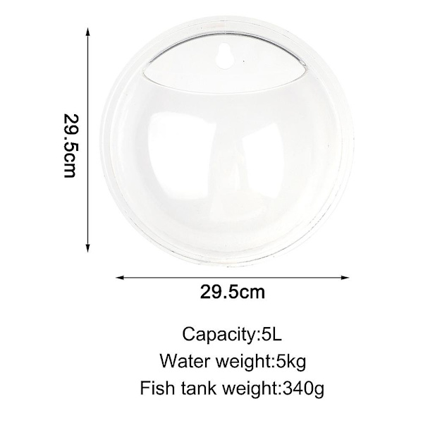 Vægmonteret fiskebeholder Guldkar skål Vase Akvarium Blomsterpotte - Transparent Akryl Moderne Hjemmeindretning (26cm)（A2，Hvid）