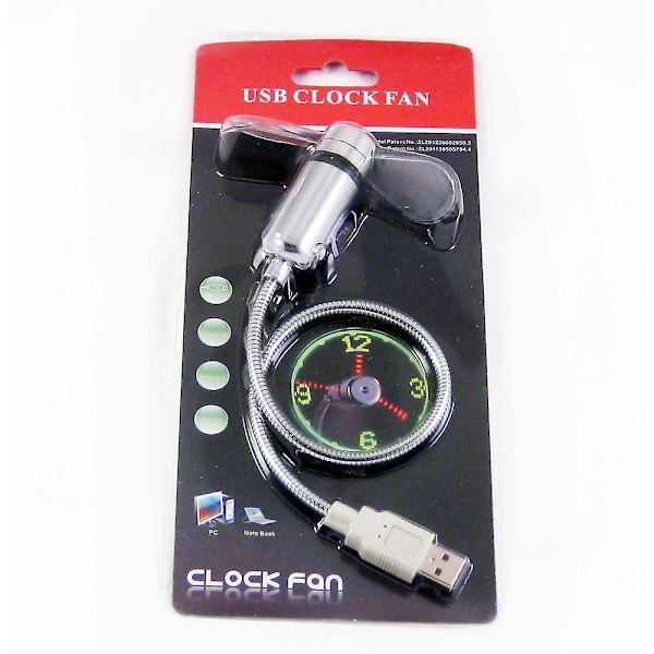 Mini USB-driven LED-blinkande realtidsdisplayfunktion klockfläkt（A）