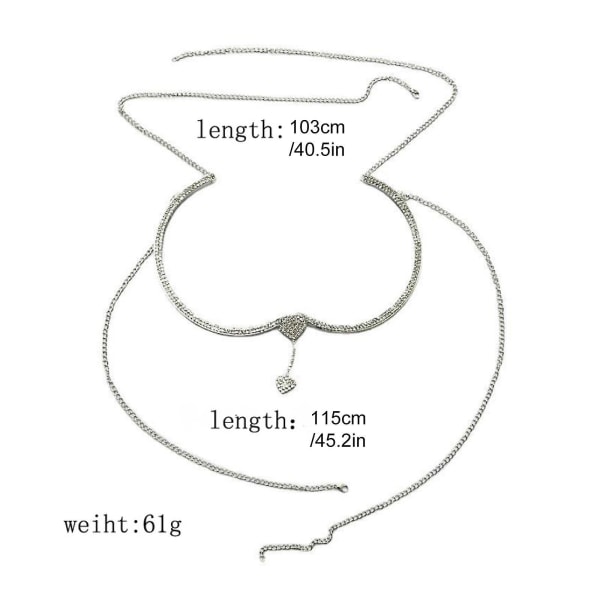 2023 Ny uppgraderad kristallhjärthängande bröstfäste BH-kedja för kvinnor（Som visat）