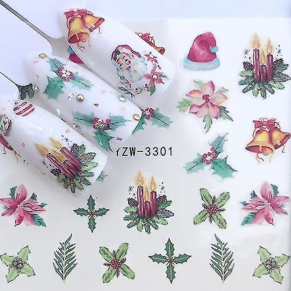 YZW 3301 1 ark akvarel blomster negleklistermærke gel wraps dekoration manicure dekoration