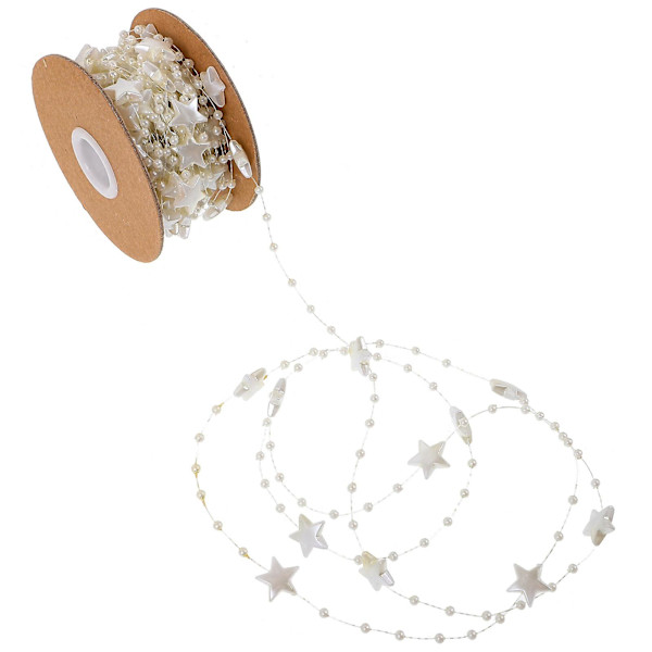 1 rulla helmiketjua tähtihelmiketju tähtihelminauha kukkia DIY-tarvike (1000.00X1.50X0.30CM, beige)