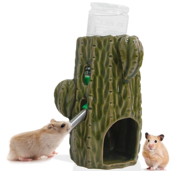 Hamstervandflaske til glastank, 2-i-1 justerbar hamstervandflaske 80ml Gerbil-vandflaske med stativ, 1 stk(d-)（mørkegrøn）