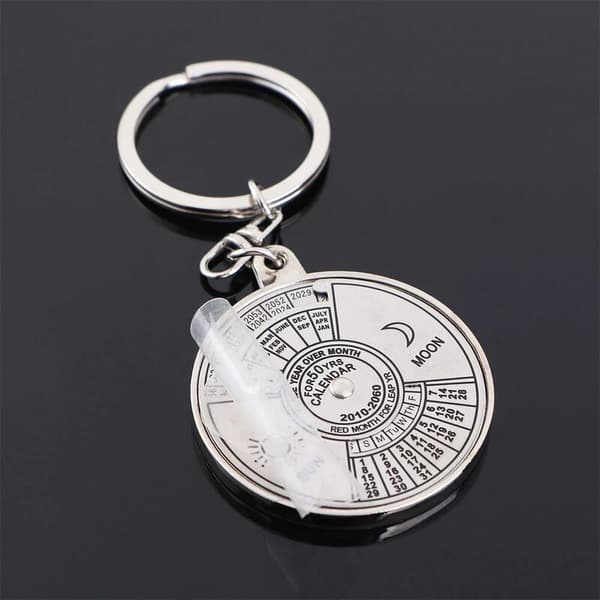 1 st Mini 50 år Evighetskalender Unisex Nyckelring Unik Metall Bil Nyckelring Ring