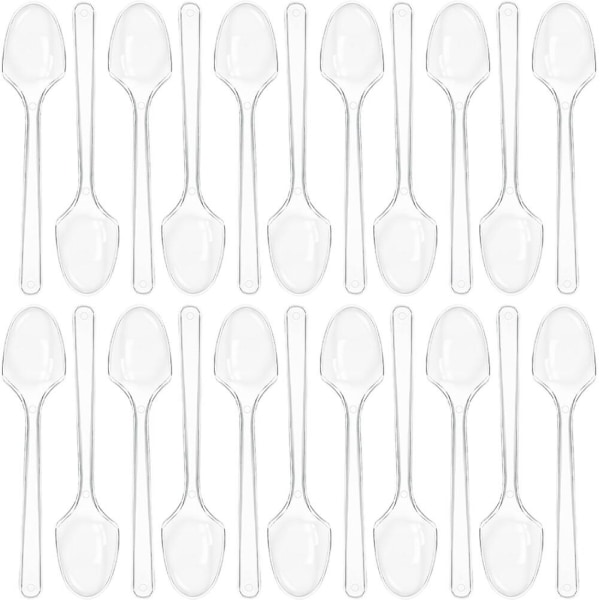 Pack of 100 Tasting Mini Spoons Clear Mini Dessert Spoons Frozen Yogurt Spoons (12X2.5cm, Clear)