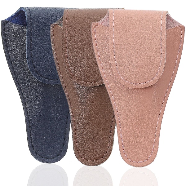 3 pakke neglesaks læder neglebånd sakse taske pedicure sakse taske sakse taske (11X7 cm, flerfarvet)
