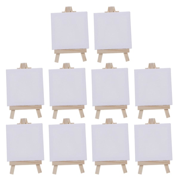 10-pakkaus Mini Canvas Panel Puinen Taideteline Piirustuslautasetti Maalaustaiteen Maalauskoristelahjoihin ja Lasten Oppimiskasvatukseen (Valkoinen) (M,)