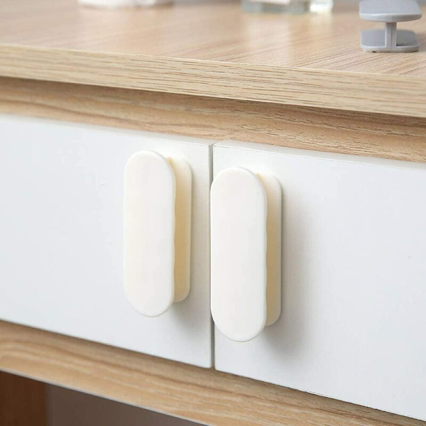 Självhäftande fönsterknoppar, självhäftande knoppar, fönster skåp låda kylskåp extra självhäftande skjutdörrknoppar (grå+beige)
