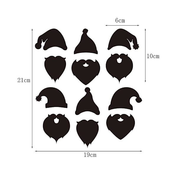 Joulu Santa Tarra Itsekiinnittyvä Joulupukin Hattu ja Viikset Tarra Koriste (Valkoinen)