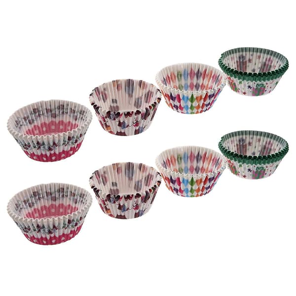 100 stk. Papirkagekop Cupcake Cases Liners Mønster Og Farve Tilfældig