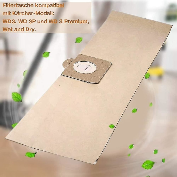 10 kpl 6.959-130.0 Paper Filter Dust Bag A 2201/2204/2504 Wd3 Wd3p märkä- ja kuivaimuriin