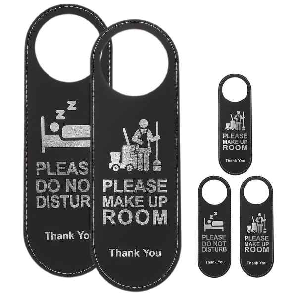 Pakke med 5 Ikke forstyrr dørskilt Dobbeltsidige dørhåndtaksskilt Vennligst organiser romskiltene dine svart)