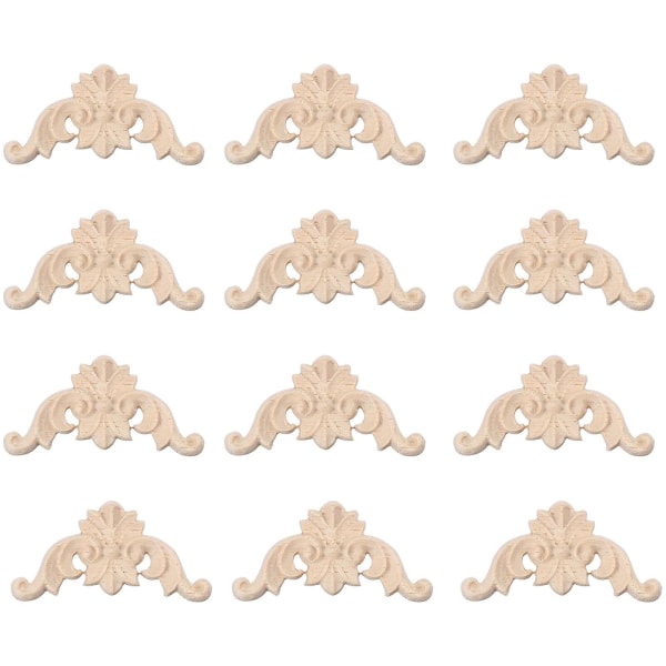 12-pack naturträ snidade hörndekaler Dekorativa dörrmöbeldekaler (5,6X2,6X0,5CM, som visas på bilden)