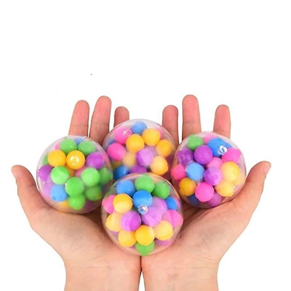3 st regnbågsformade tryckbollar, sensoriska fidgetleksaker, DNA-färgade pärlor, stressavlastande boll, mjuk TPR-lim, elastisk månboll, klämboll, present till barn