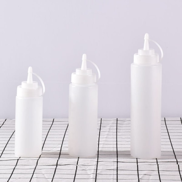 FlkwoH såsflaska, set om 1, påfyllningsbar, 400 ml, klämflaska, plastbehållare（250 ml vit）