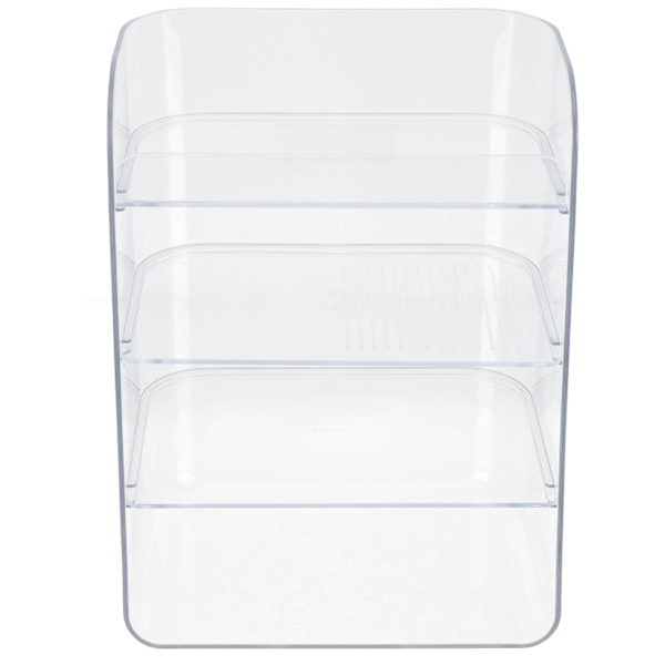 Kosmetisk opbevaringsstativ til skrivebord, kosmetikstativ, genanvendeligt displaystativ, toiletbord, opbevaringsstativ (22,5 x 17 cm, transparent)