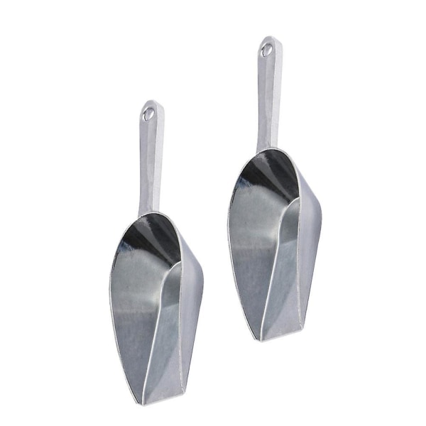 2 aluminiumslegering firkantede mund isskovle multifunktionelle isskeer (17,8X7CM, sølv)