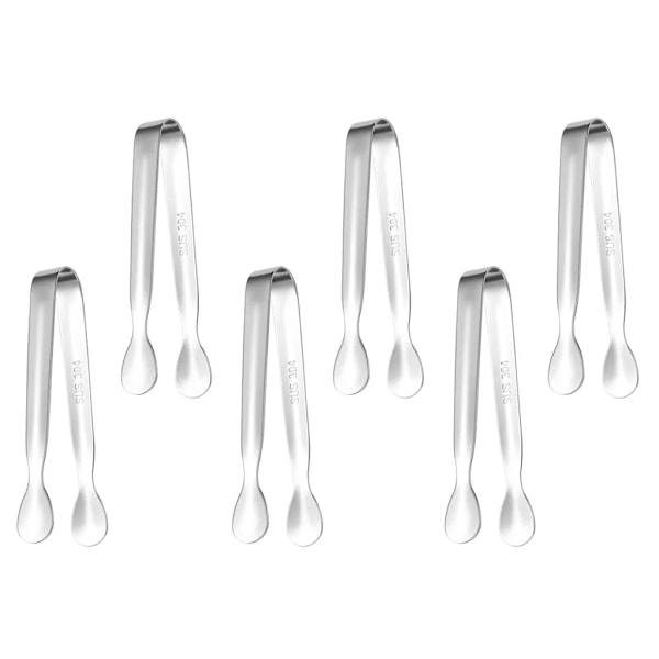 Pieces Godis Tång, Rostfritt Stål Is Tång Set Godis Tång Mini Serveringstång för Bröllopsfest Silver