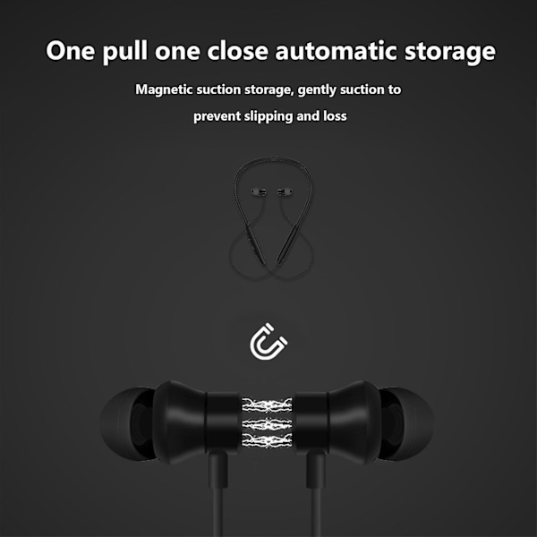 Sann stereo, tung bas nackmonterade Bluetooth-hörlurar, ultralång batteritid, snygg bärbarhet, inte lätt att tappa bort under träning.（Svart）