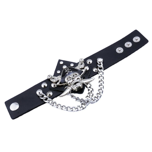 Skalle Legering Läder Armband Män