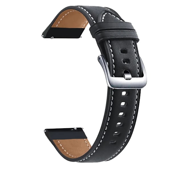 Samsung Galaxy Watch3 45mm Gt2 46mm ersättningsläderrem 22mm med silverspänne svart Svart