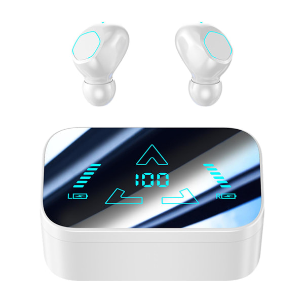 Ture Wireless Bluetooth-headset 5.3 i örat LED-display Ström HI-FI brusreducering Låg fördröjning Högdefinitionsamtal Kontor och sport（Vit）