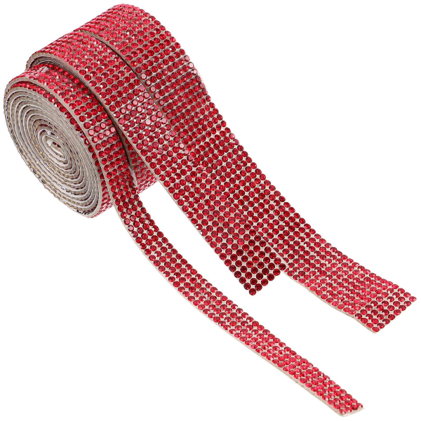 rullat strassiliuskoja itseliimautuvat askartelunauhat koristeelliseen tekojalokivinauhaaskarteluun (90.00X0.80X0.20CM, punainen)
