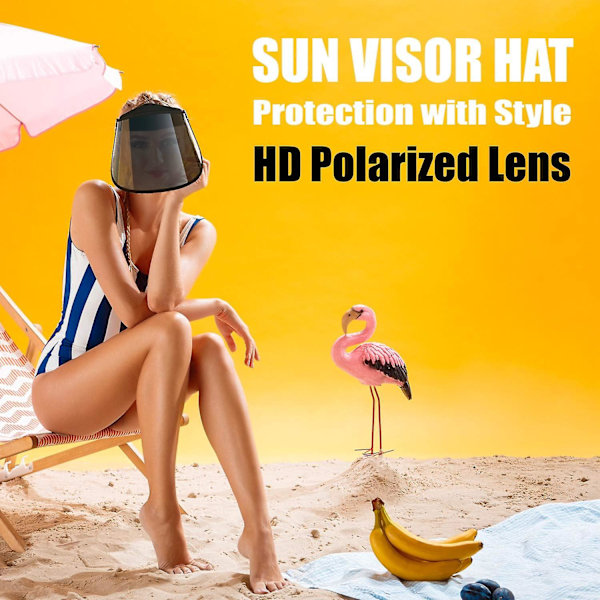 Solskärm Mössa med HD Polariserad Lins, Skydd Anti-UV Visir, Justerbart Svettband, Utomhus, Golf, Tennis, Strand, Fiske, Segling, Båtliv, Kajak,