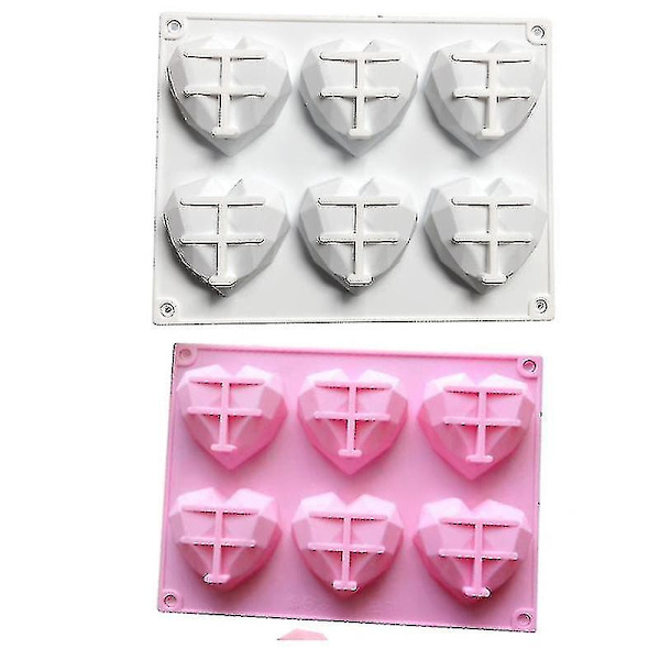 2-pack kärlekssilikonformar, säkra och ofarliga material, hjärtformade choklad-, dessert-, mousse- och tårtformar, bakverktyg, isbrickor