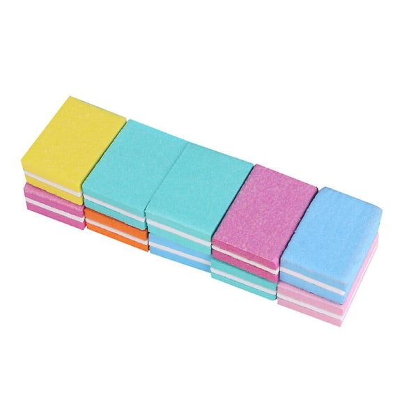 10 Pack Nail Art Tools Pieni neliö Kiillotus Block Sponge Nail Art Viila (3,5X2,5 cm, valikoima värejä)