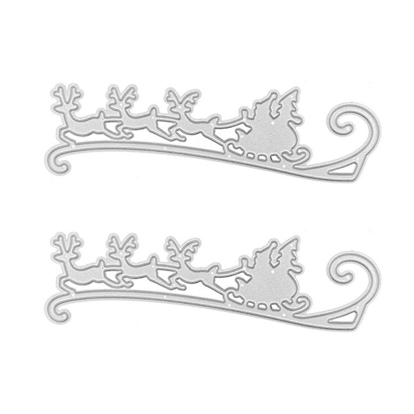 2 st festliga slädeformar för juldekorationer (3,5 x 11,8 cm, silver)