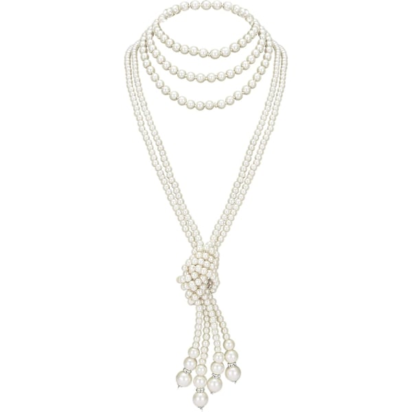 Pitkä helminauha Faux Pearls -kaulakorun setti Helmillinen pitkä helminauha 1920-luvun Gatsby-korut