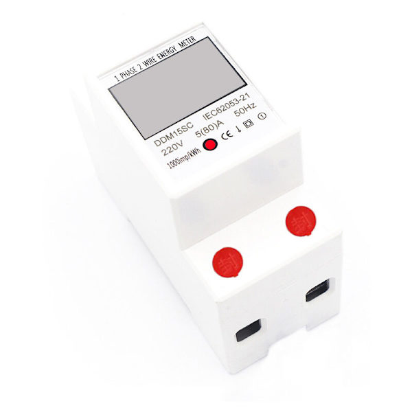 DDM15SC enfas 2P stor skala multifunktionell spårmätare LCD-display. 20(80)A