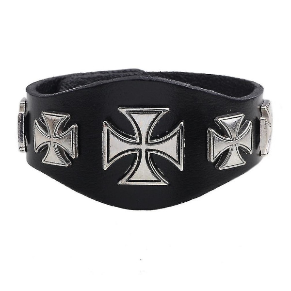 Nitte Punk læder armbånd med antikke Rom Cross