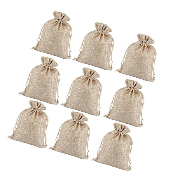 Pakke med 15 7x9 cm linned snøreposer åndbare gaveposer støvtætte opbevaringsposer smykkeopbevaringsposer jul beige (7x9 cm, beige)