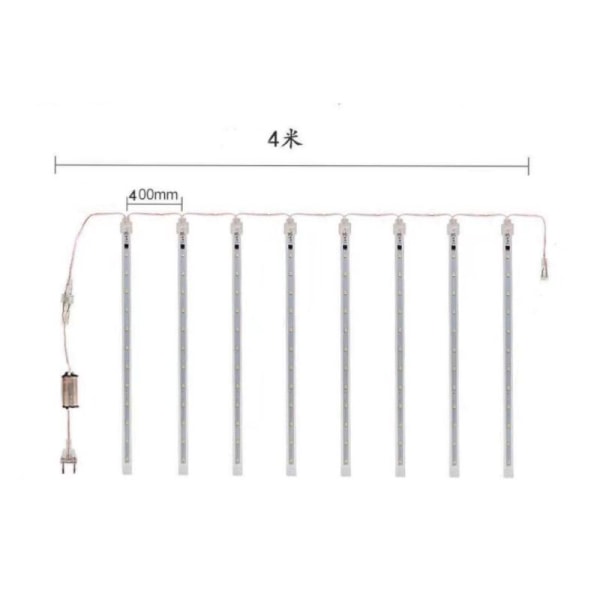 4m Vit LED-ljusslinga Meteorskur Effekt Drop Diamant Stalagmit IP 44 Inomhus Utomhus Jul, Vit