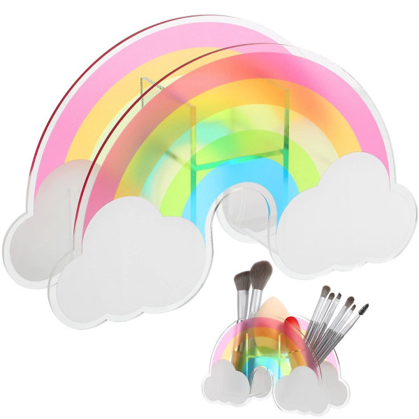 1 akryl penholder kreativ kuglepenne opbevaringsboks sød regnbue pen tønde (20.00X13.00X5.60CM, flerfarvet)