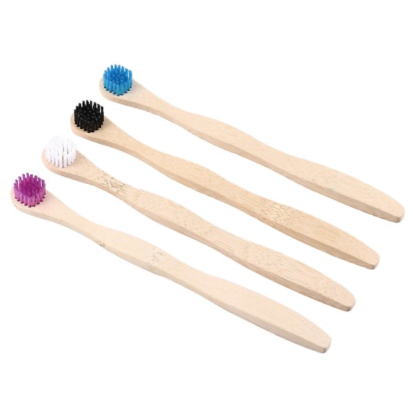 4-Pack Tongue Cleaner Scraper Bambu-hammasharja Kielenharja suun syväpuhdistukseen (valkoinen sininen musta violetti) (koko 2, kuten kuvassa)