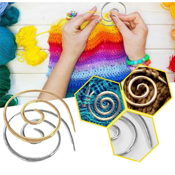 Rund spiral kabel stickad stickhållare DIY klädsömnadsnålar gobeläng sjal 1 st (Silver)