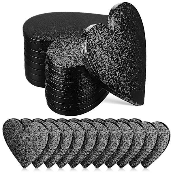 20-pakke hjerteformet treplatedekorasjon hjerteform for bordkortborddekorasjon DIY-håndverk (svart)