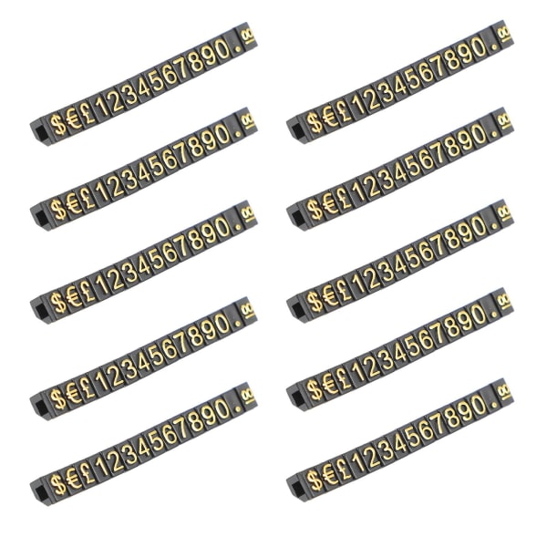 10-pak prisseddel display plade nummer display prisseddel butik pris display etiket (7X0.5CM, guld)