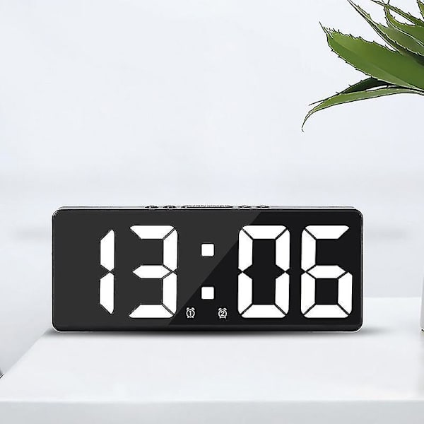 Smart Stor Digital Väggklocka App-kontroll Tid/datum/&ljudaktivering Och Nedräkningsfunktion Kontinuerlig Ljusstyrka Och Volymalarm Med Snooze-funktion