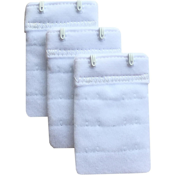 Hvit 3-pak myke og komfortable BH-forlengere for kvinner med 2 kroker, 6,1 cm x 3,8 cm