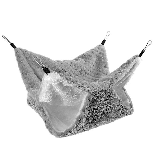 Varmt kjæledyrseng for chinchilla kjæledyrrede, marsvin kjæledyrhus, kjæledyrhøy for hamster (34X34X1CM, grå)