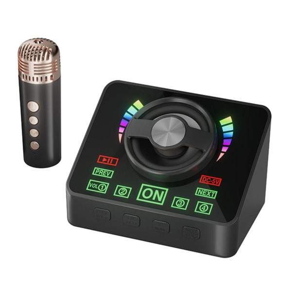 Karaokemaskin Bärbart Bluetooth 5.3-högtalarsystem med 1 trådlösa mikrofoner Hemma Familj Sång FAN0409（Svart）