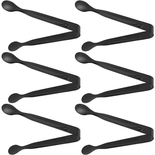 Istång i rostfritt stål, serveringstång, grilltång, kökståg, sockertång, matkextång för hem, bar, 6 stycken (svart)