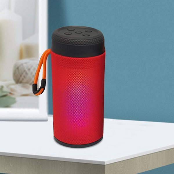 Högtalare 360 HD Surroundljud med bas, frekvensrespons 60Hz-15KHz, 5H batteri Bärbar högtalare med Bluetooth, utomhus Bluetooth-högtalare（Röd）