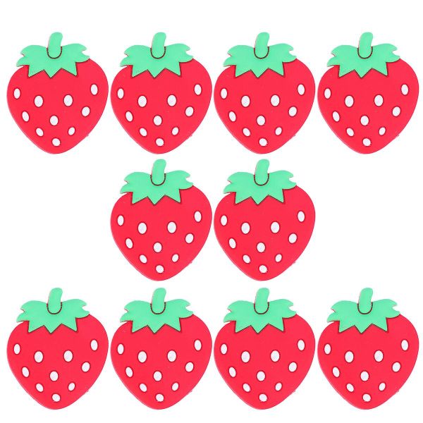 10 stykker frukt kjøleskap magneter kontor magneter frukt kjøleskap magneter (jordbær) (5,5X4,5 cm, rød)