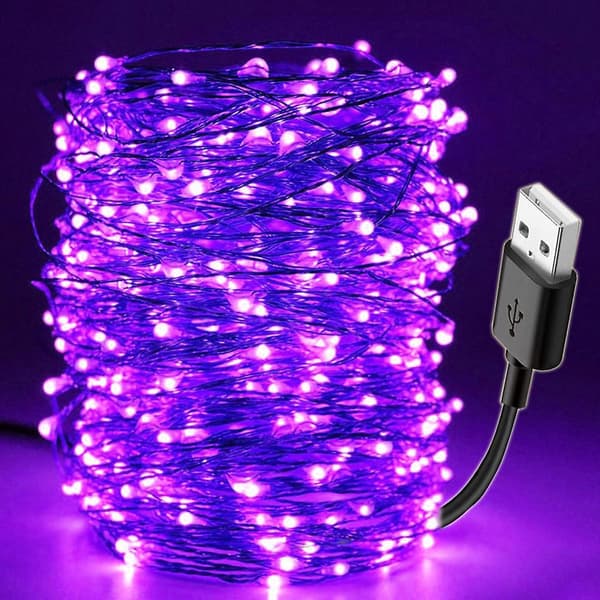 10M 100LED Lilla USB-lyskæde til fest og have