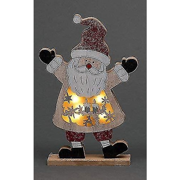 Led Wooden Julenisse Snømann Reinsdyr Xmas Hjem Innendørs Borddekorasjoner Ornamenter Midtpunkt